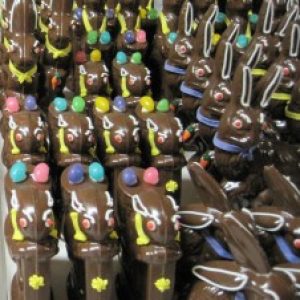 Packed up chocolate bunnies