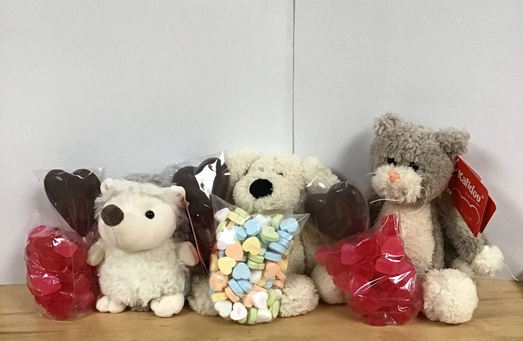 Stuffed Animal with Candy and Chocolate for Valentine's Day